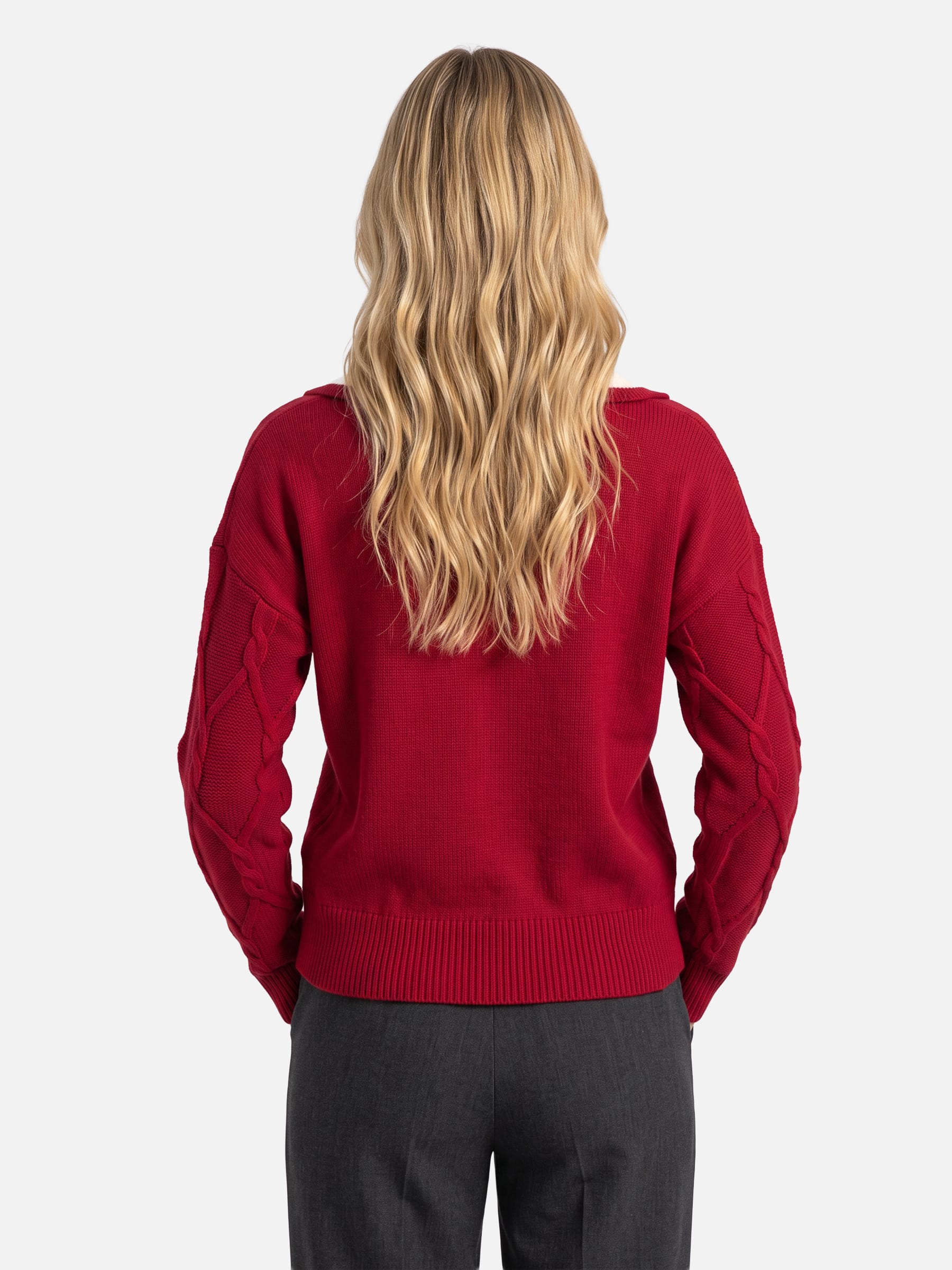 Women's Cable Knit Collared Jumper