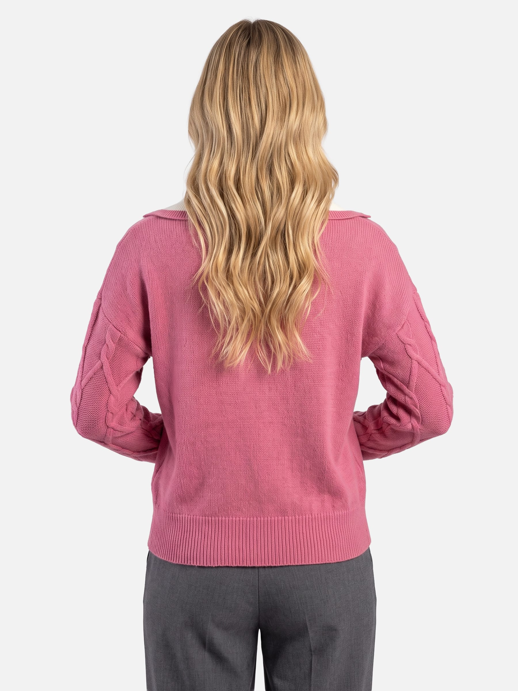 Women's Cable Knit Collared Jumper