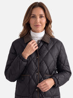 Veste Femme Matelassée Losange Col Velours Côtelé