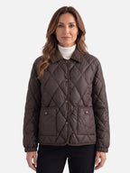 Veste Femme Matelassée Losange Col Velours Côtelé