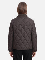 Veste Femme Matelassée Losange Col Velours Côtelé