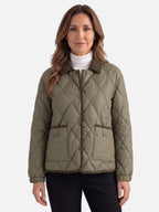 Veste Femme Matelassée Losange Col Velours Côtelé