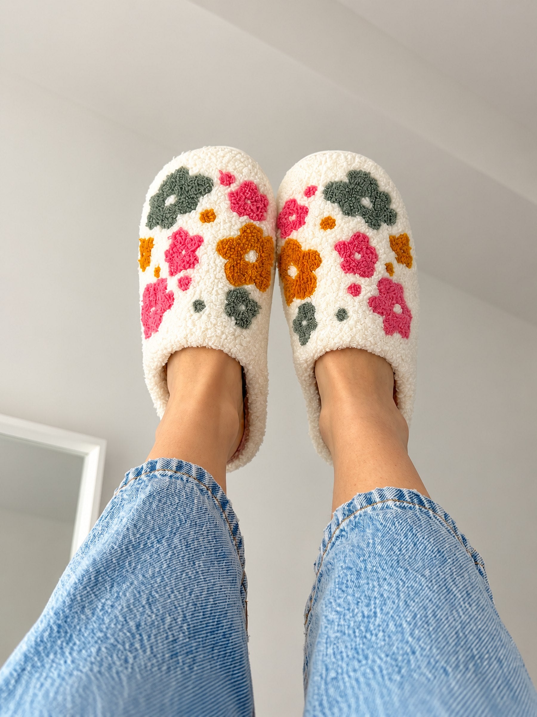 Chaussons Femme Fleuris Sherpa