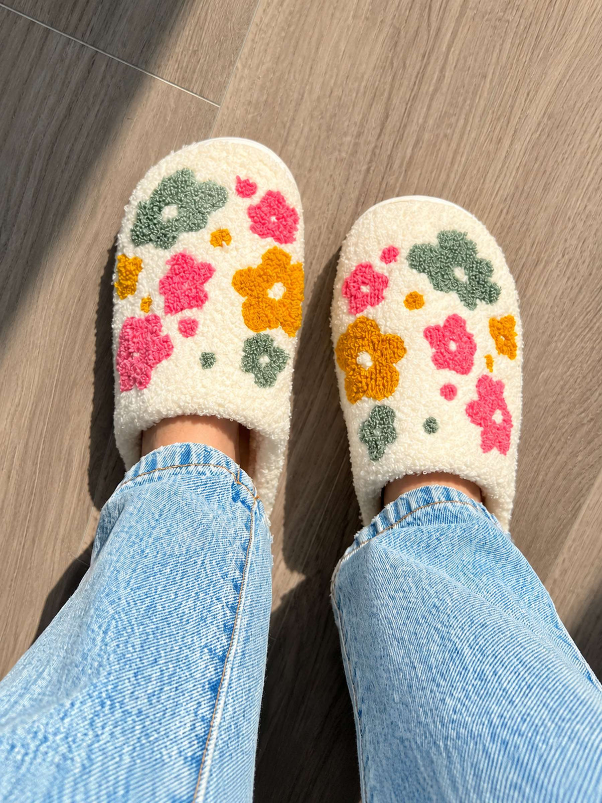 Chaussons Femme Fleuris Sherpa