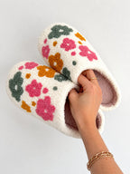 Chaussons Femme Fleuris Sherpa