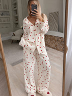 Pyjama Femme Imprimé Coeurs Manches Longues