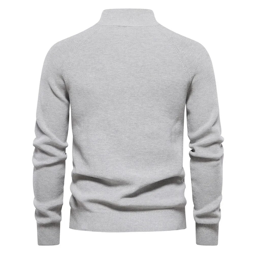 Pull côtelé demi-zip classique pour hommes