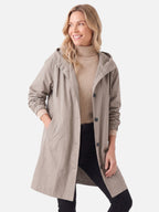 Manteau long imperméable pour femme avec capuche et poches