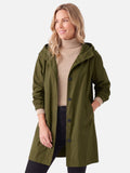 Manteau long imperméable pour femme avec capuche et poches