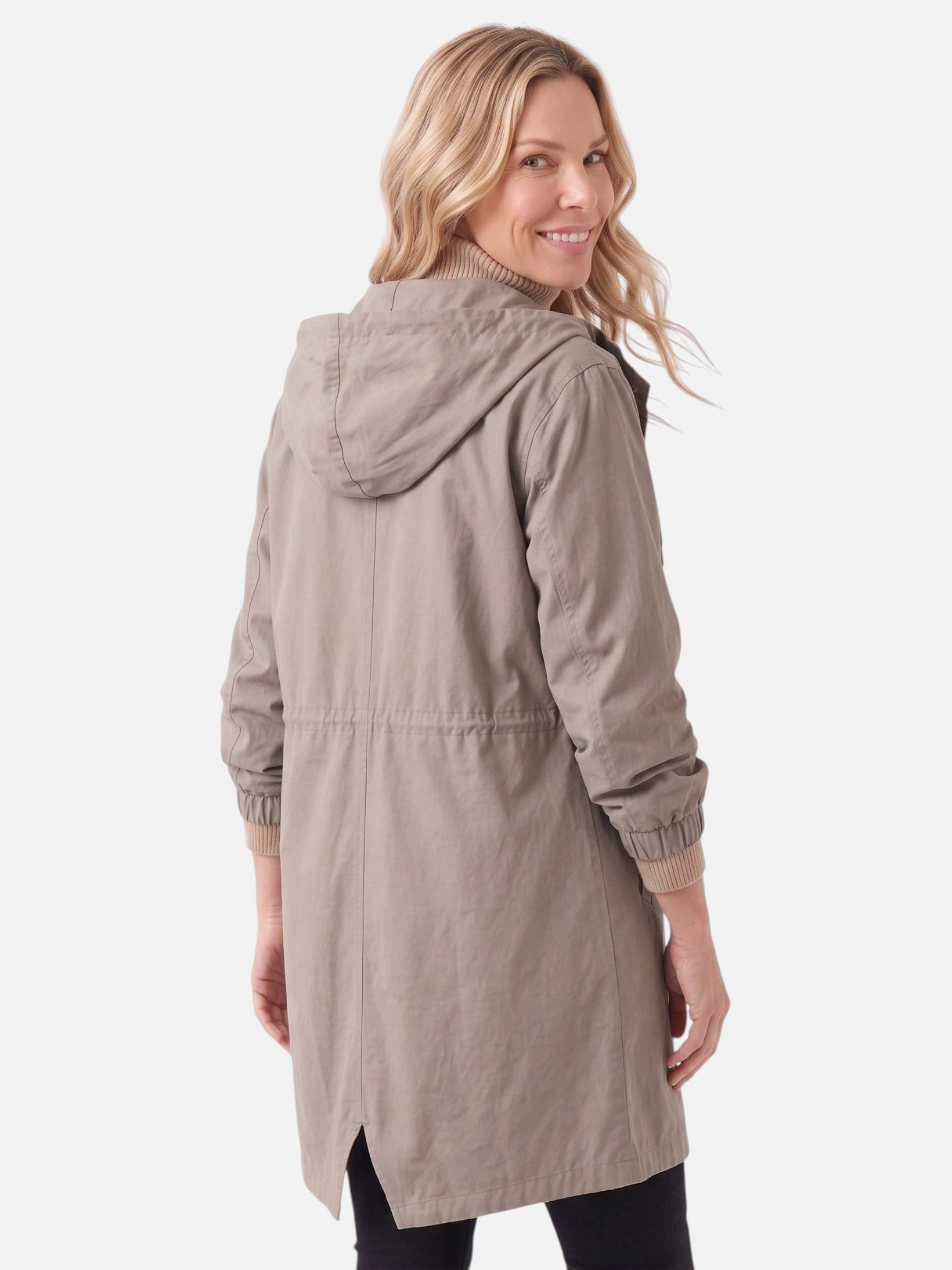 Manteau long imperméable pour femme avec capuche et poches