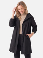 Manteau long imperméable pour femme avec capuche et poches