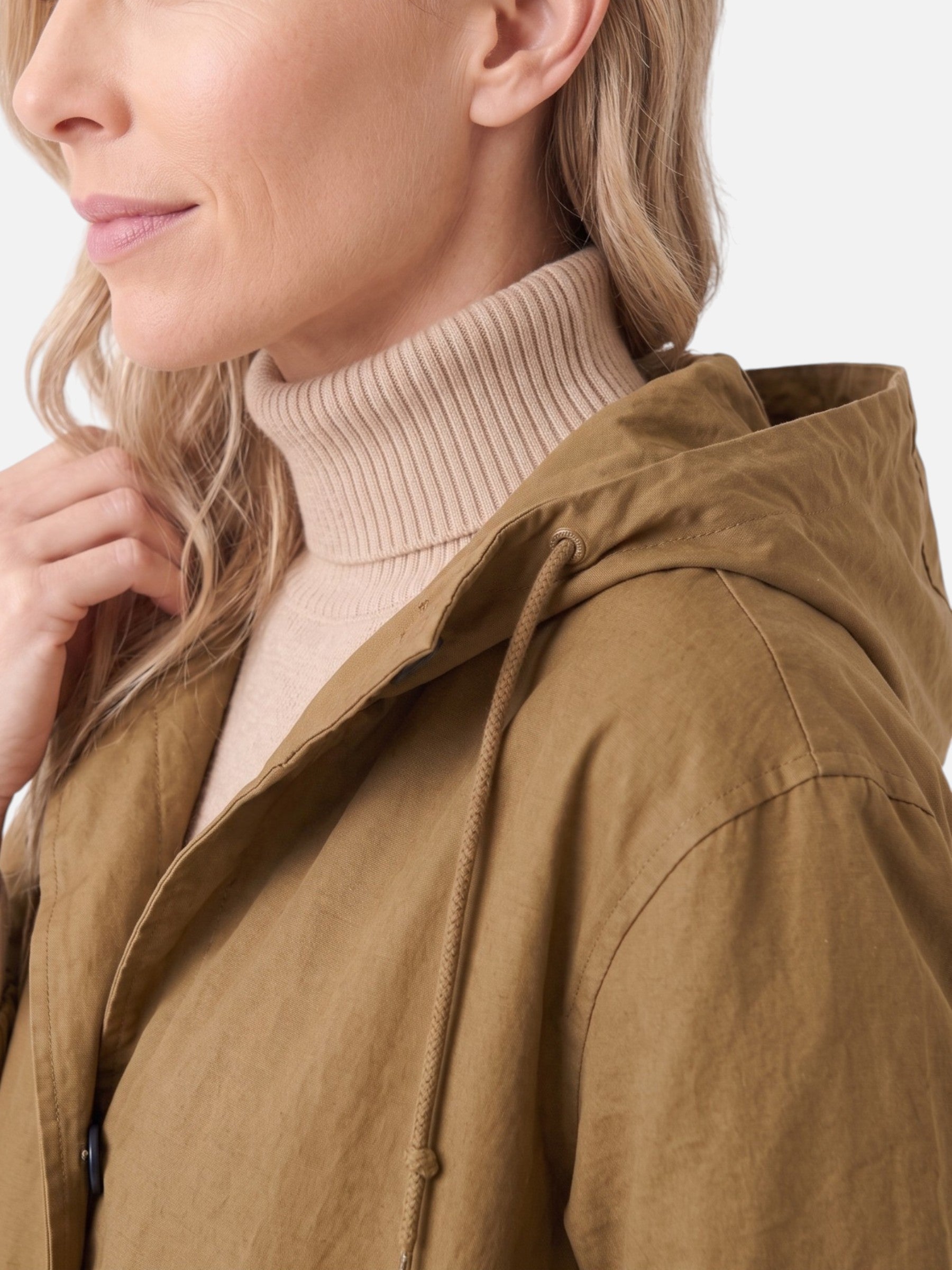 Manteau long imperméable pour femme avec capuche et poches