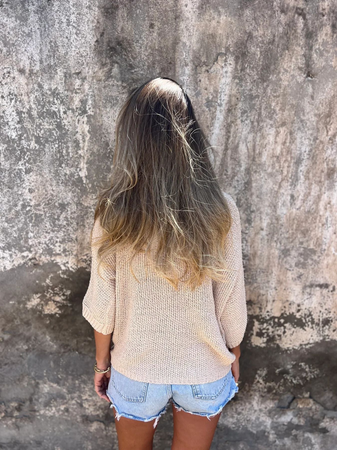 Pull en maille décontracté à col en V pour femmes
