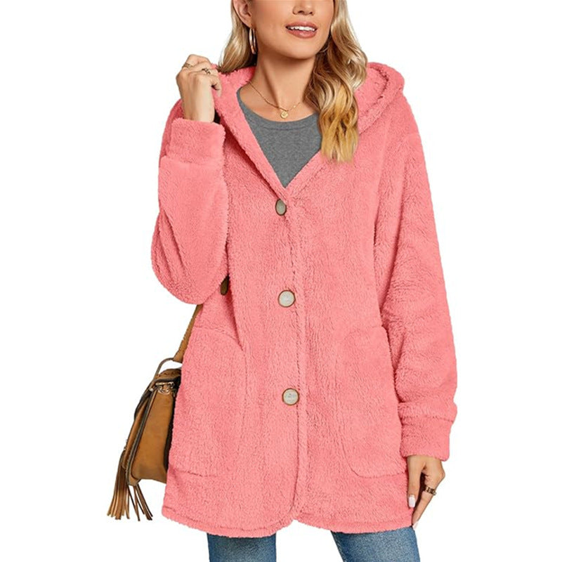 Manteau sherpa à capuche pour femmes