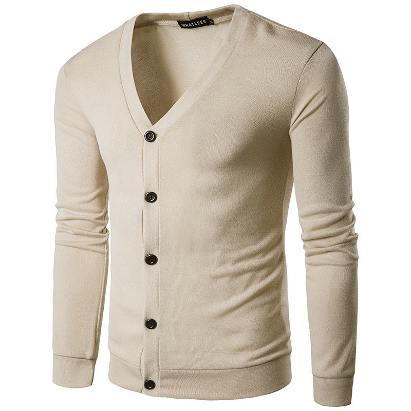 Cardigan classique à col en V et à coupe étroite pour hommes