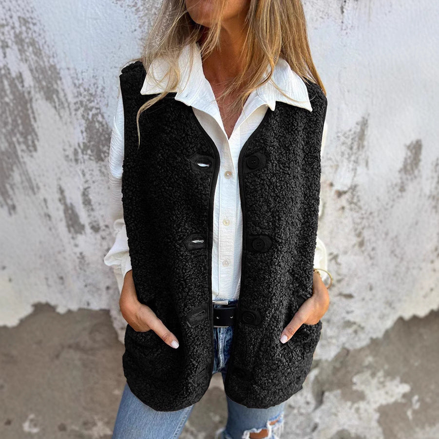 Gilet décontracté en polaire teddy pour femme