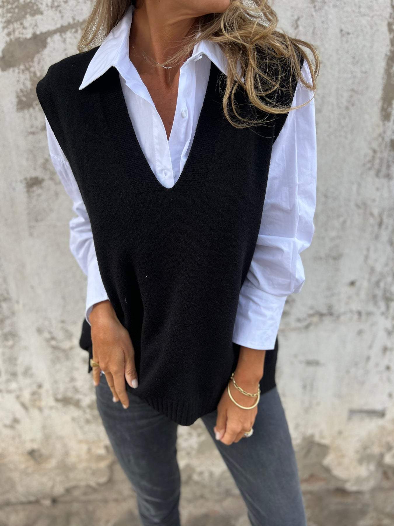 Gilet sans manches classique en tricot pour femme