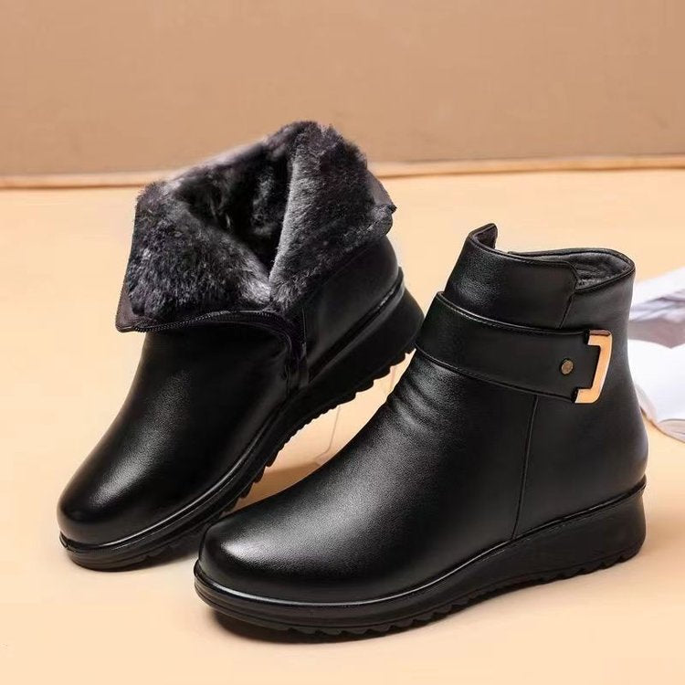 Bottines d'hiver doublées de fausse fourrure pour femmes