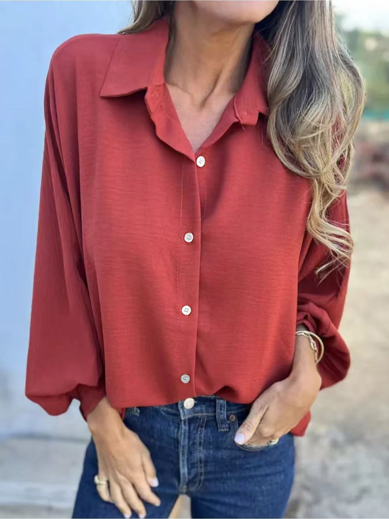 Chemise confortable à manches longues pour femme