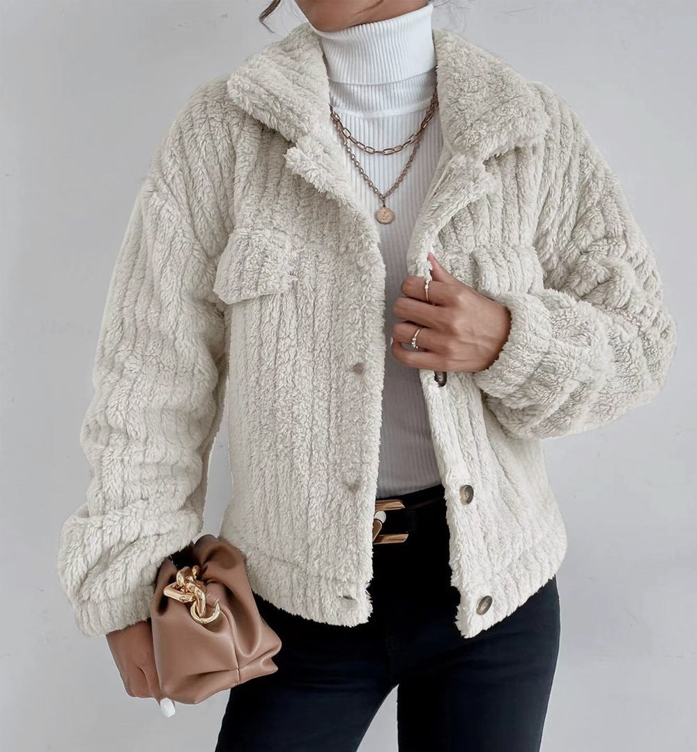 Cardigan sherpa texturé douillet pour femmes