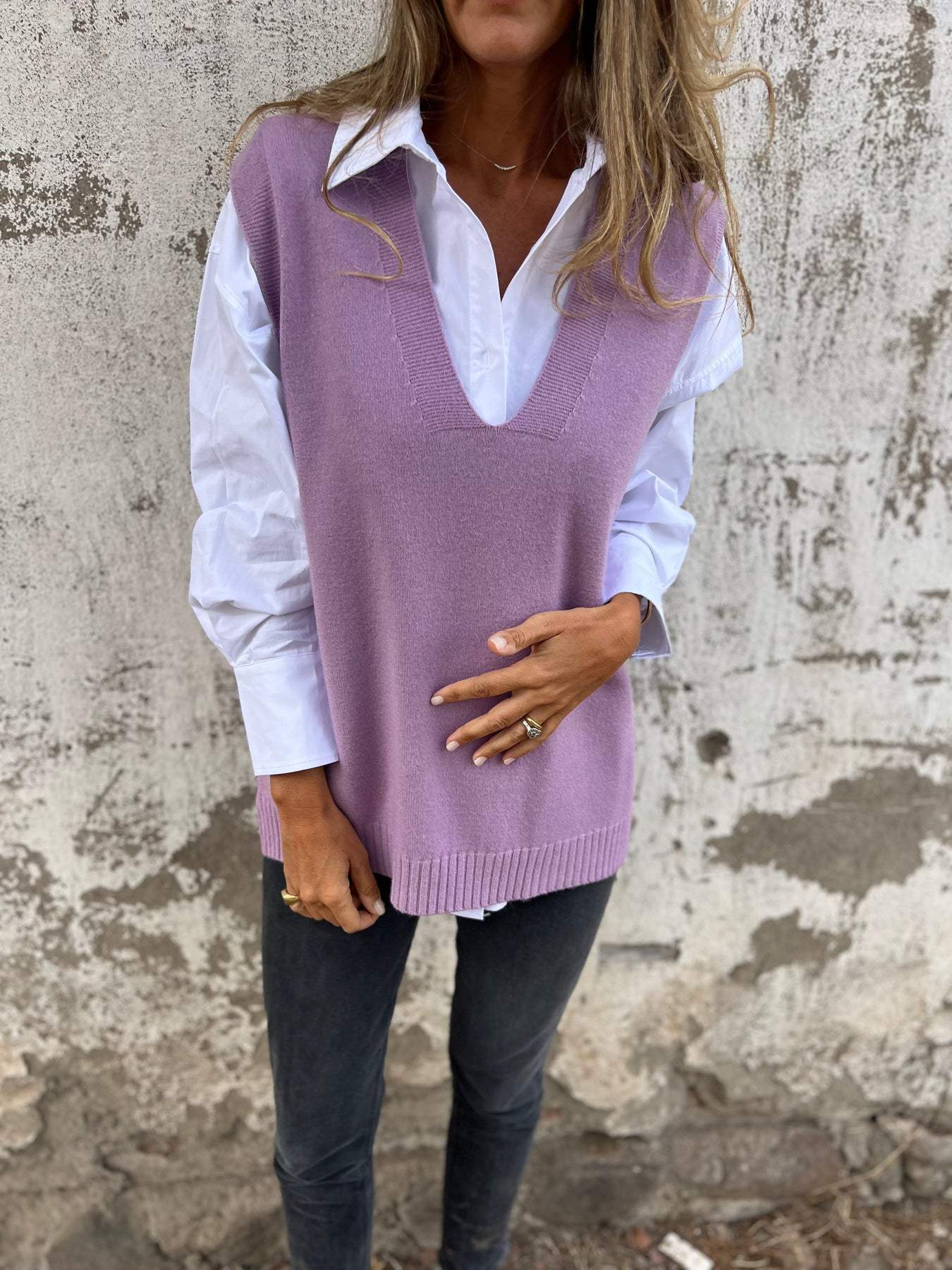 Gilet sans manches classique en tricot pour femme