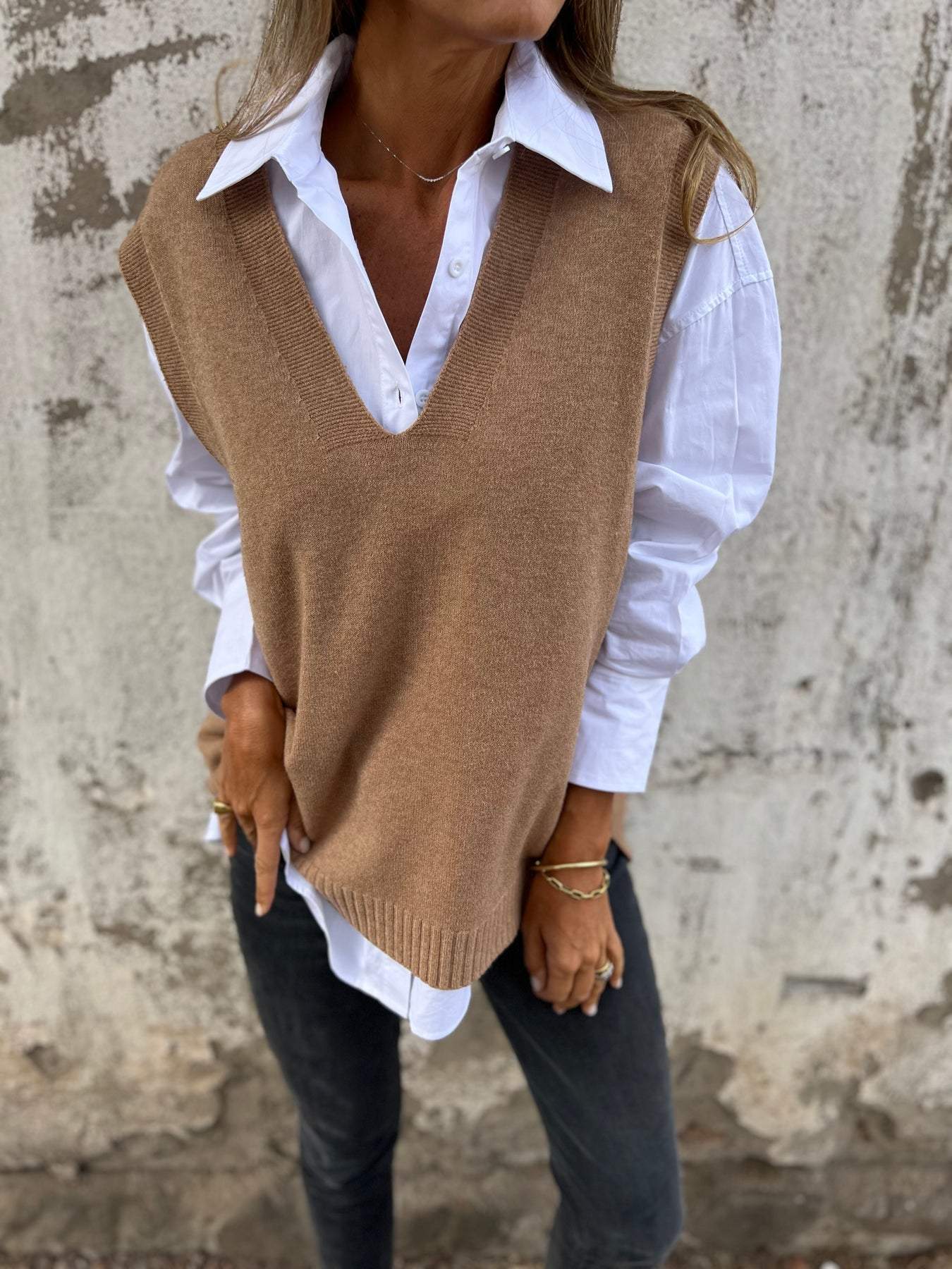 Gilet sans manches classique en tricot pour femme