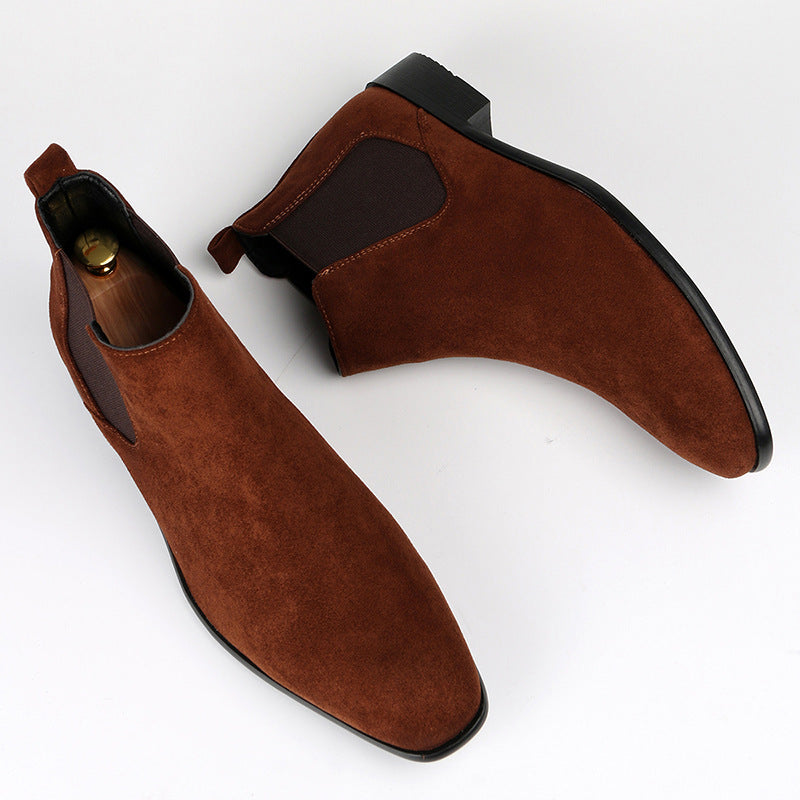Bottes Chelsea pour homme en daim à bout carré