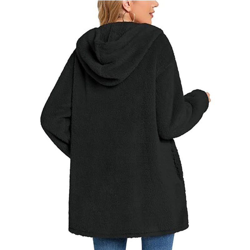 Manteau sherpa à capuche pour femmes