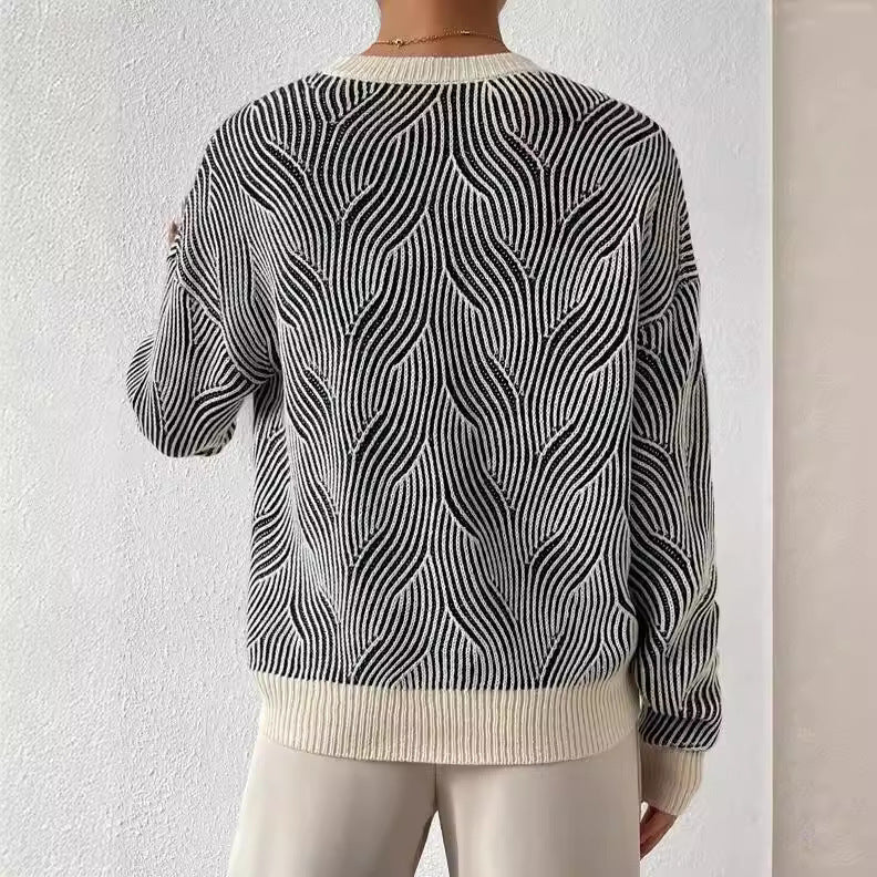 Pull en tricot à motifs abstraits pour femmes