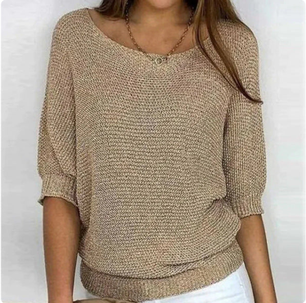 Pull chic en tricot à col bateau pour femmes