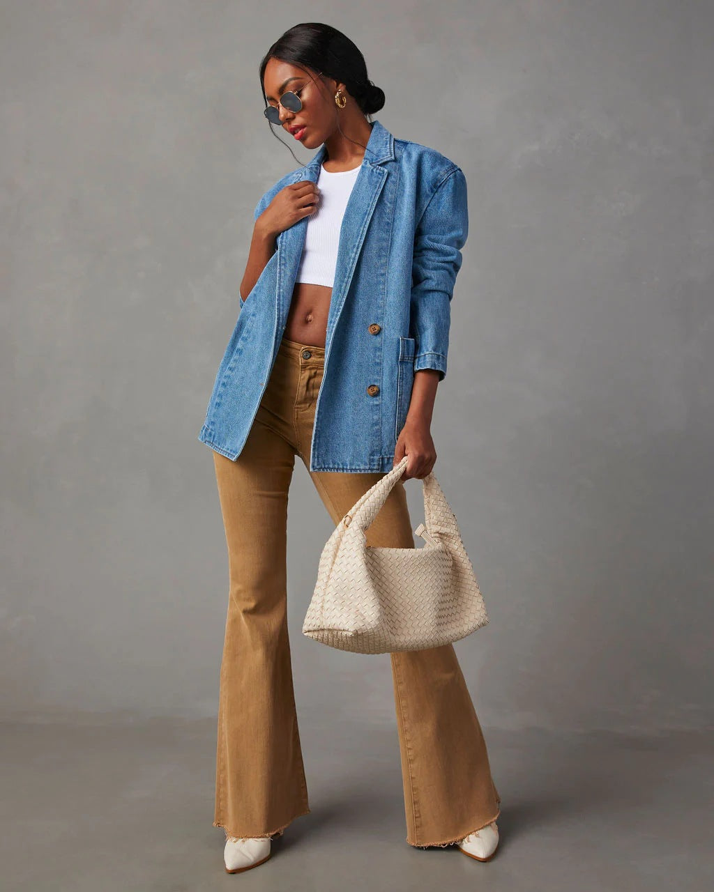 Veste en jean classique pour femme avec poches