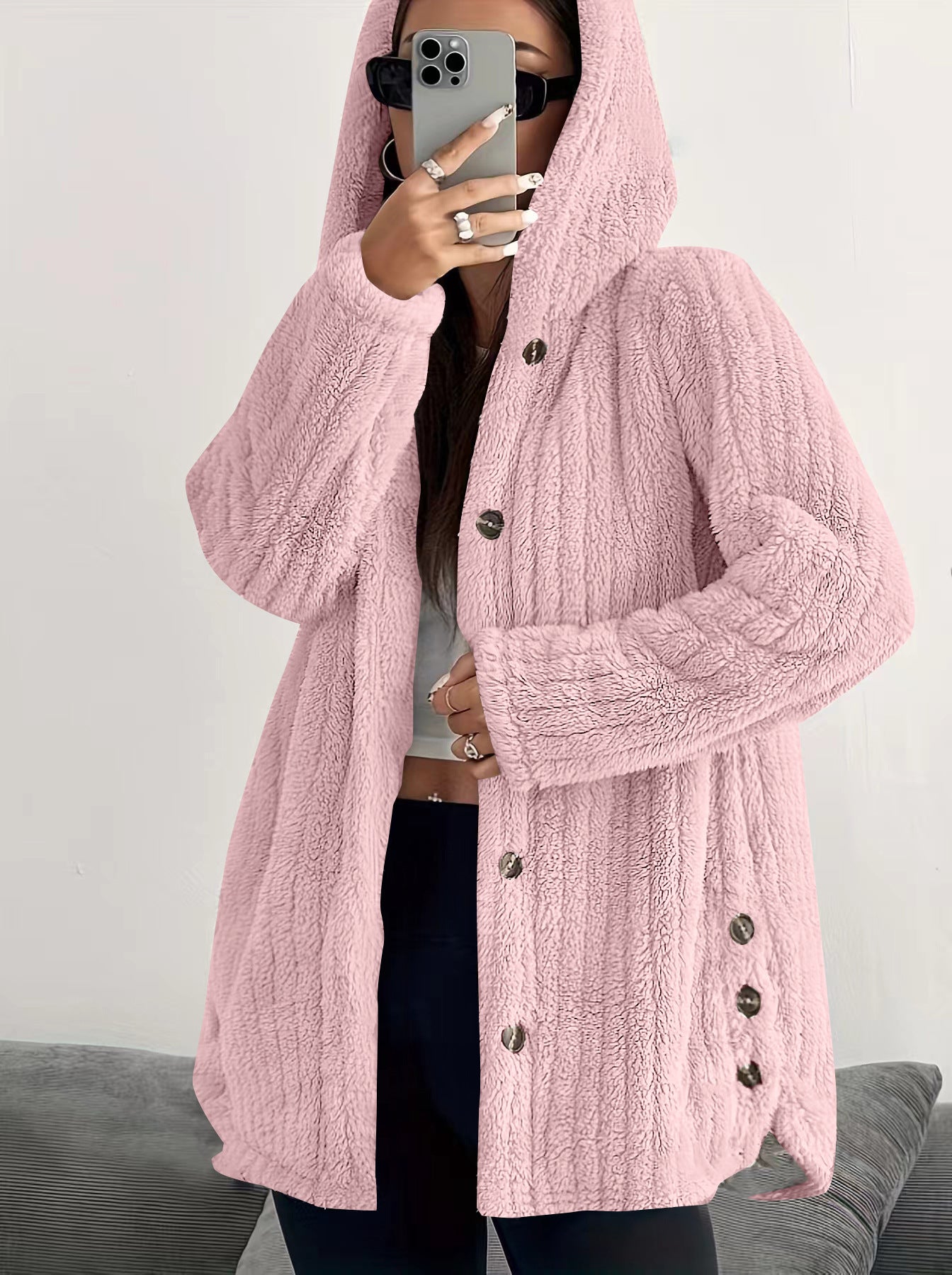 Cardigan polaire à capuche pour femmes