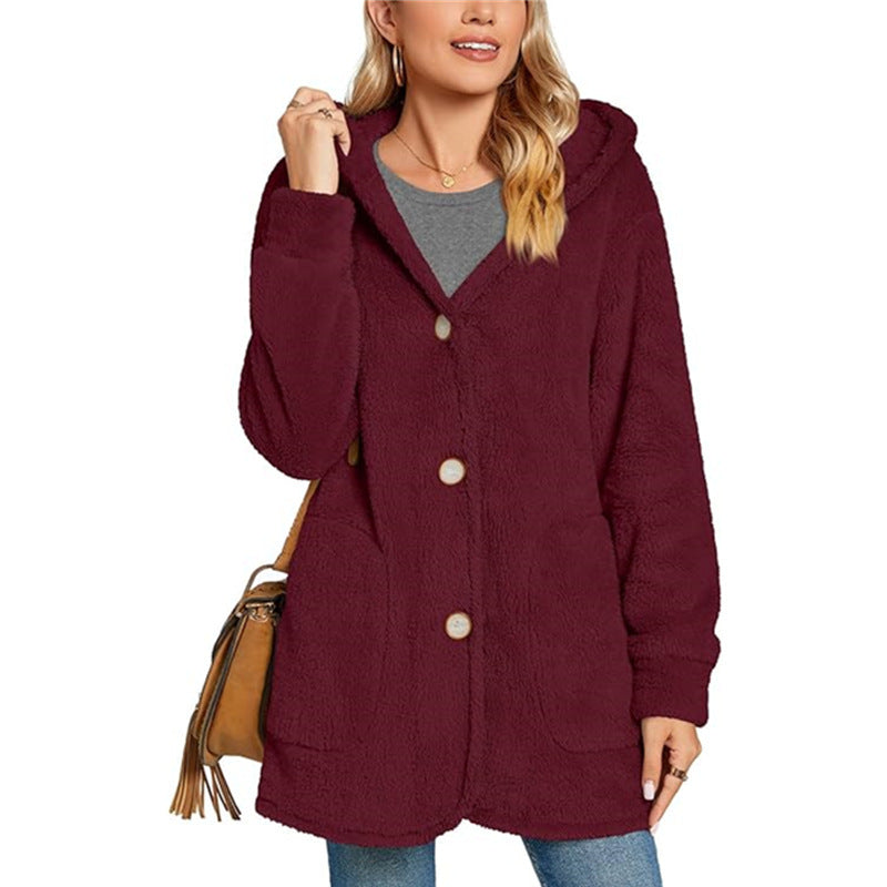 Manteau sherpa à capuche pour femmes