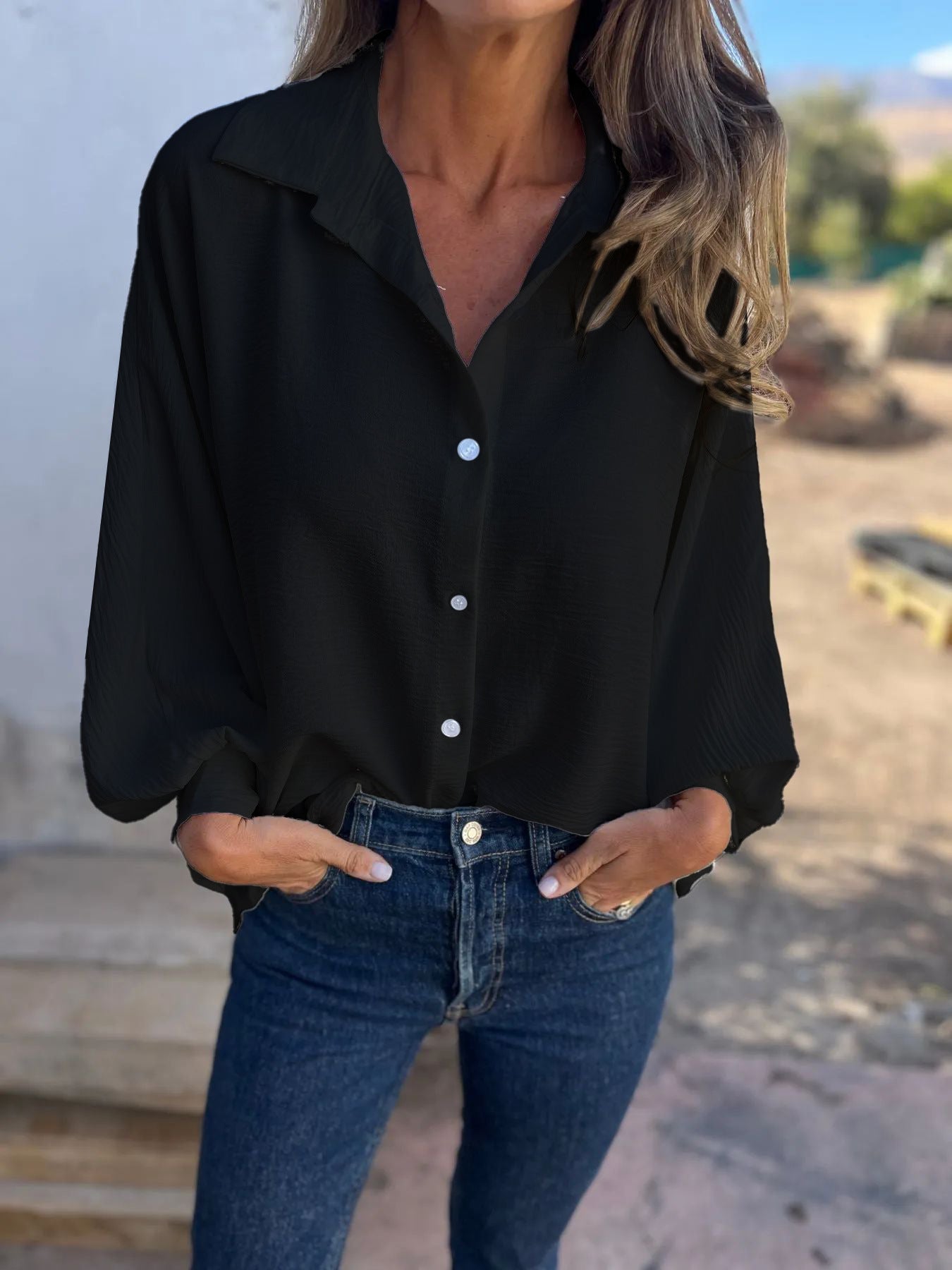 Chemise confortable à manches longues pour femme