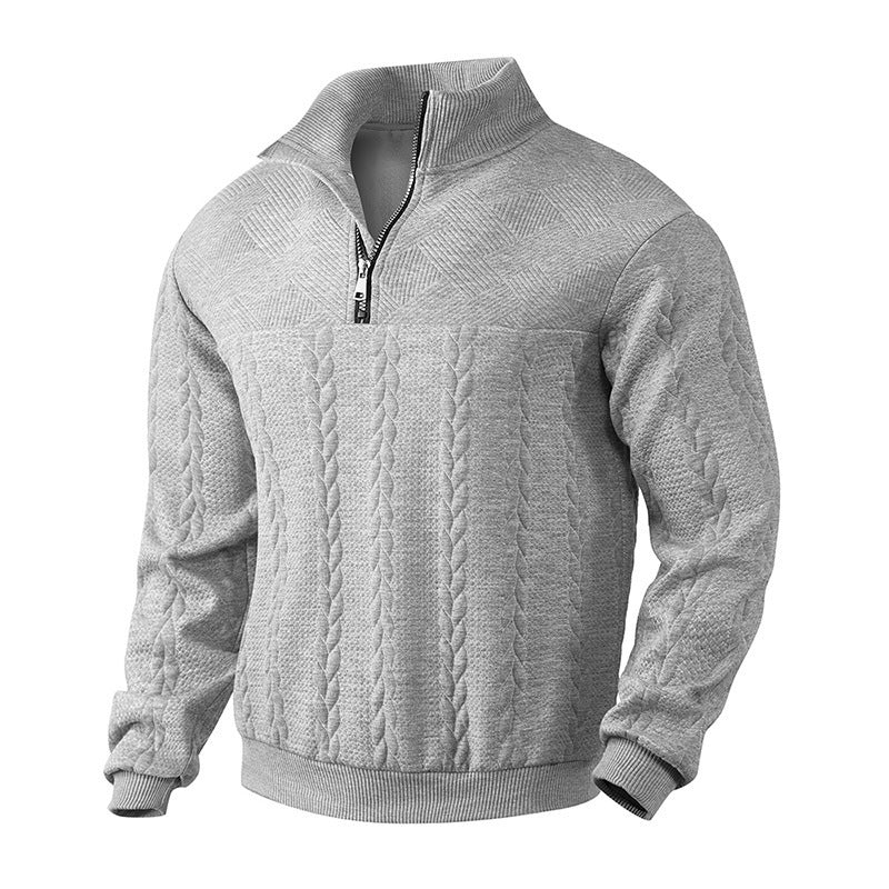 Pull-over quart de zippé en tricot câblé classique pour hommes