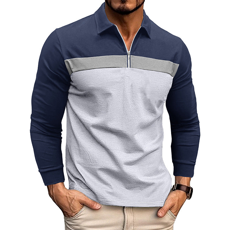 Chemise décontractée à manches longues pour hommes avec motifs en blocs de couleurs