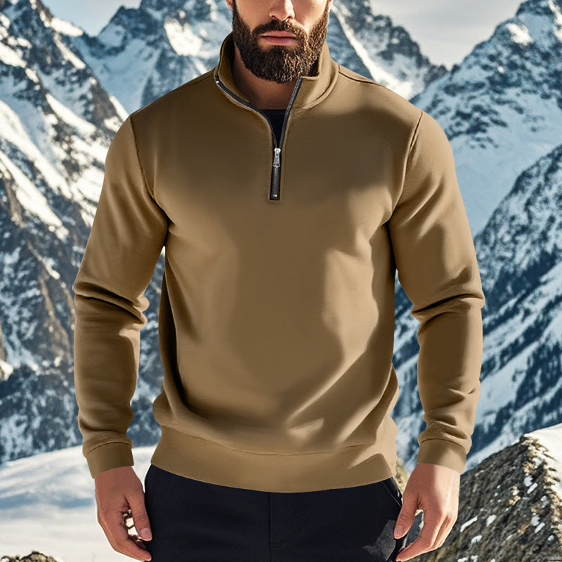 Pull polaire semi-zippé confortable pour hommes