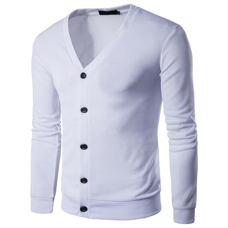 Cardigan classique à col en V et à coupe étroite pour hommes