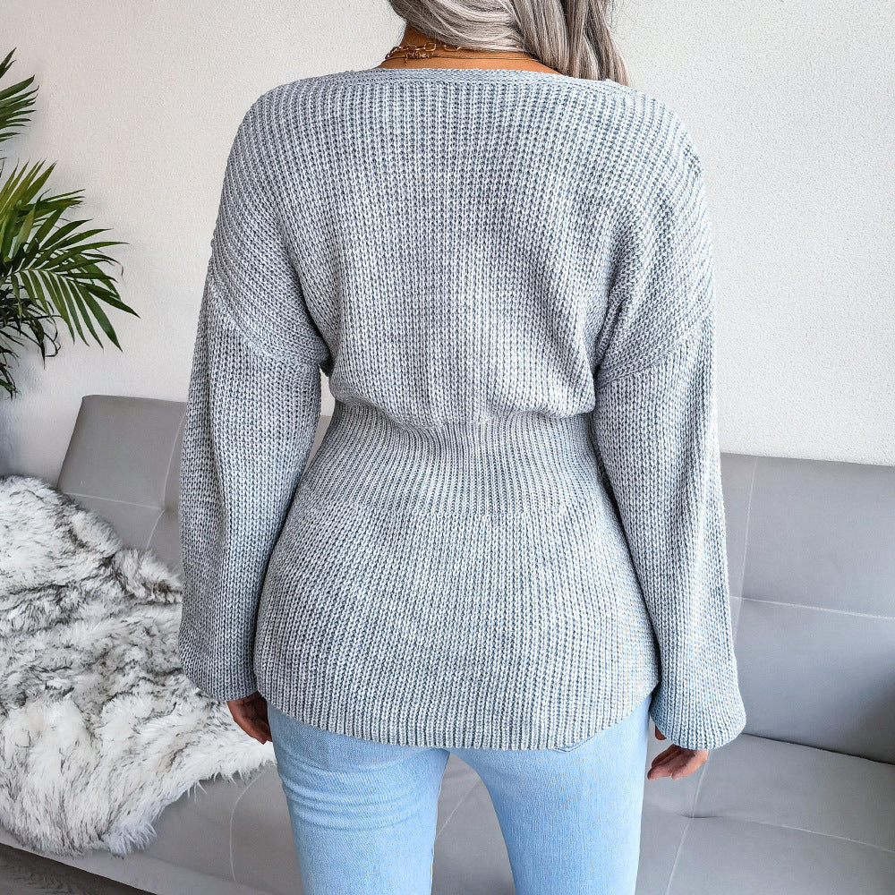 Pull en tricot à col en V élégant pour femmes