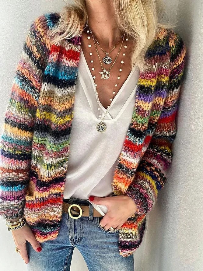 Pull tricoté multicolore pour femmes