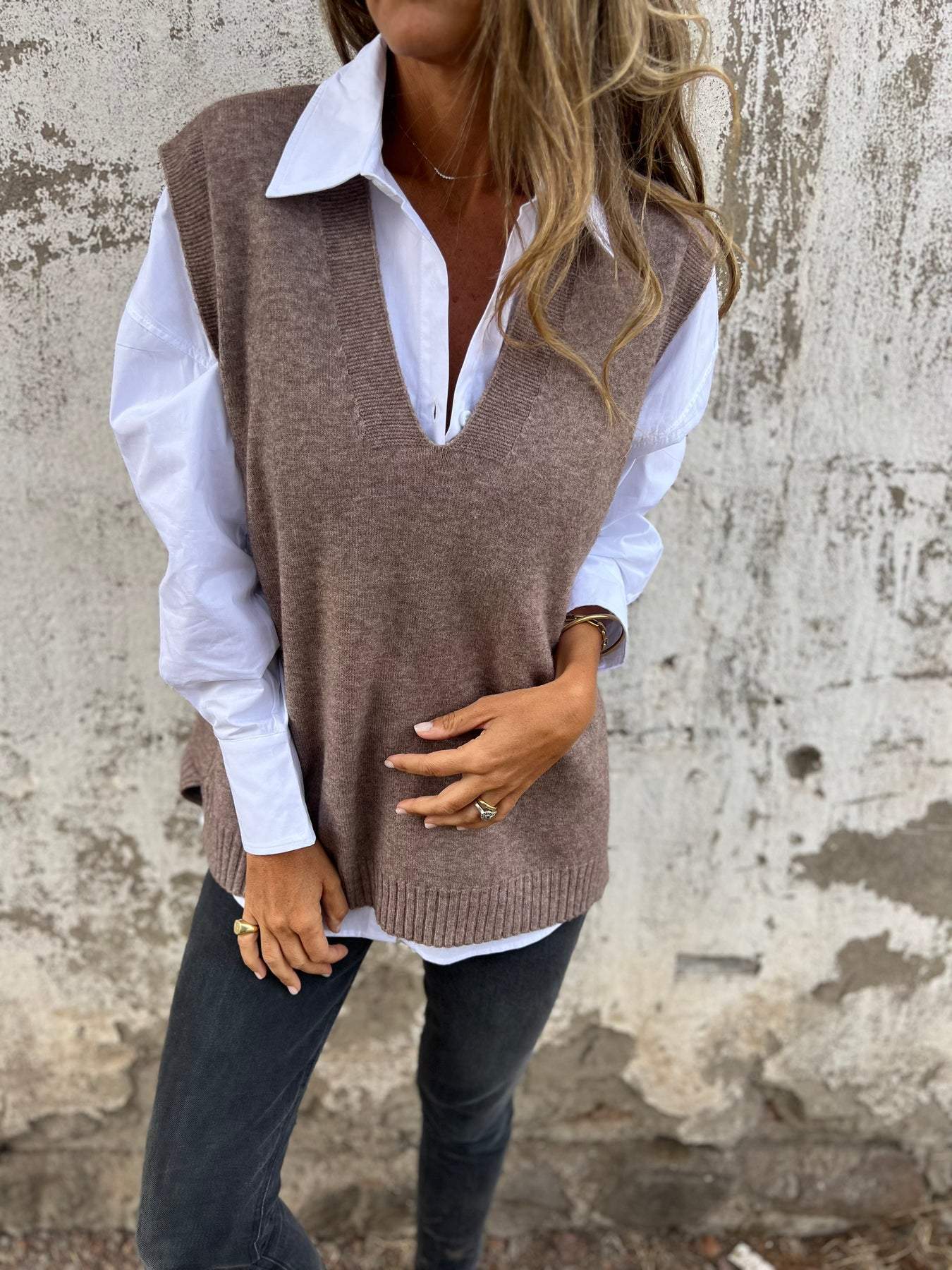 Gilet sans manches classique en tricot pour femme