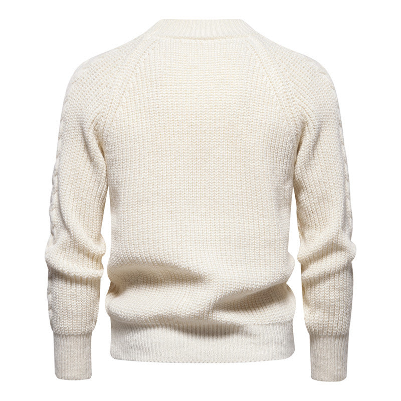 Pull classique en tricot à col ras du cou pour hommes