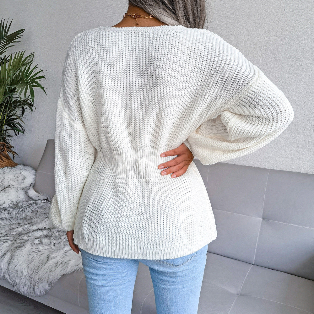 Pull en tricot à col en V élégant pour femmes