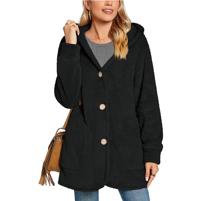 Manteau sherpa à capuche pour femmes