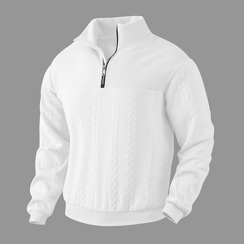 Pull-over quart de zippé en tricot câblé classique pour hommes