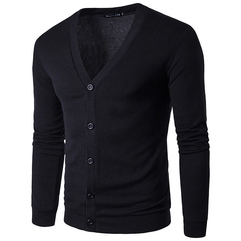 Cardigan classique à col en V et à coupe étroite pour hommes