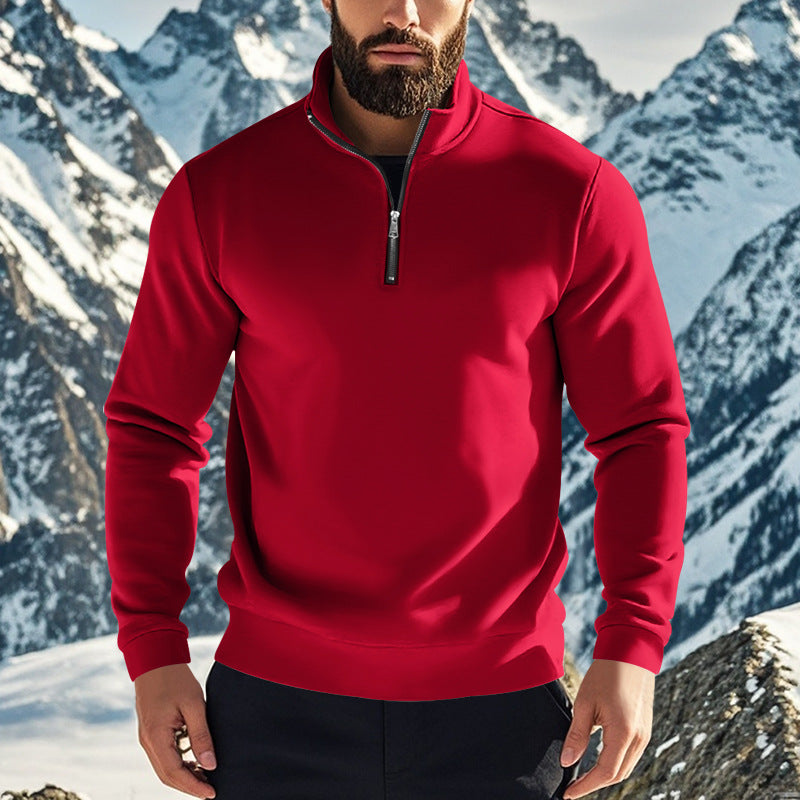 Pull polaire semi-zippé confortable pour hommes