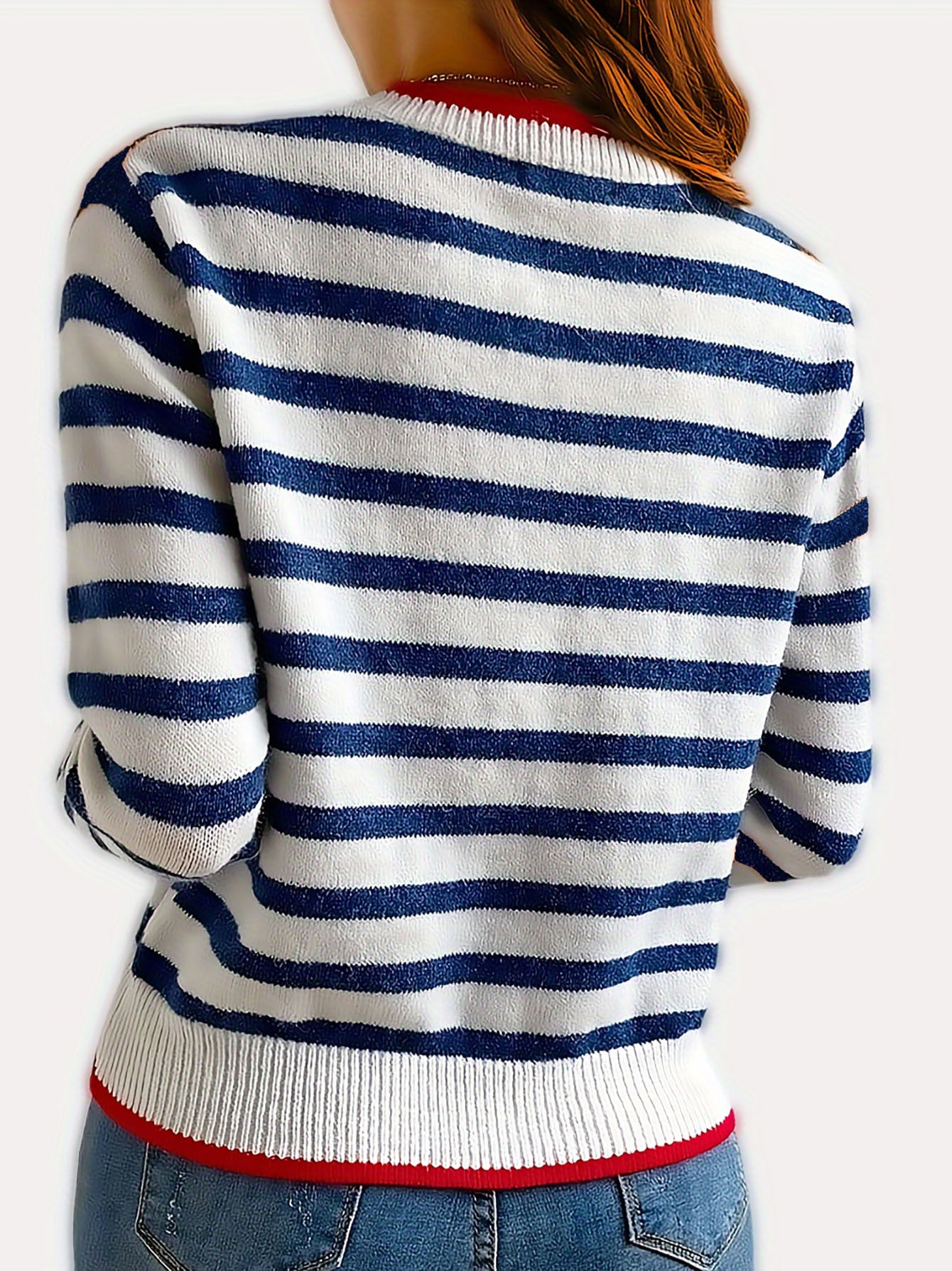 Pull rayé à col rond pour femmes