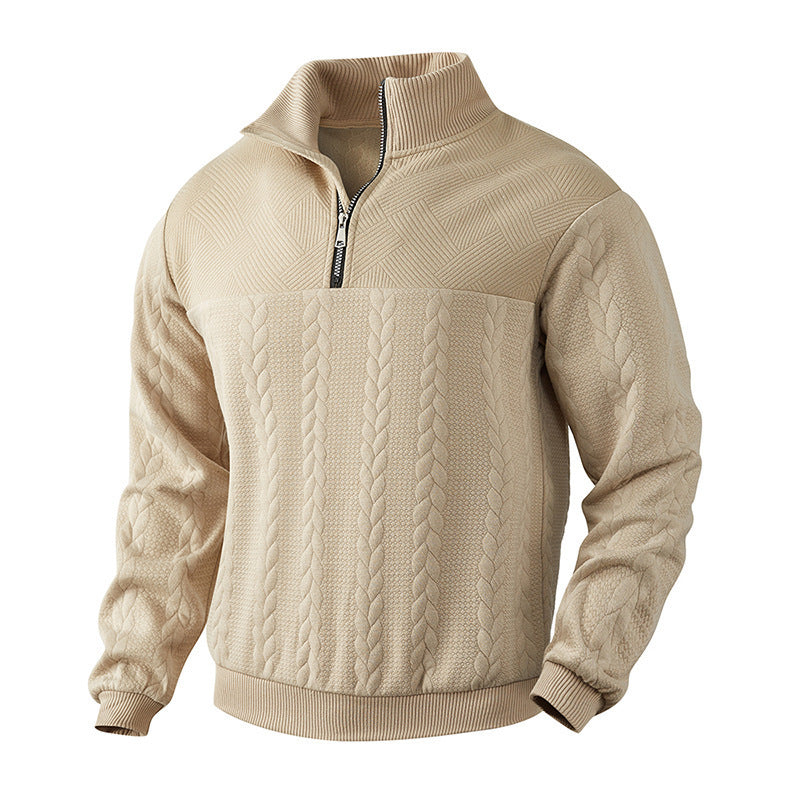 Pull-over quart de zippé en tricot câblé classique pour hommes