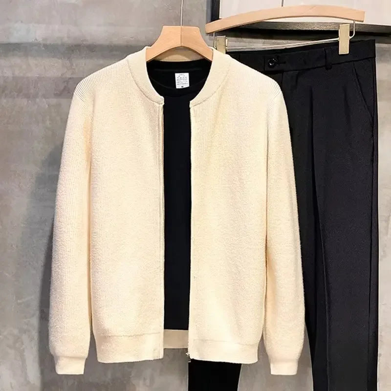 Pull léger zippé et côtelé pour hommes